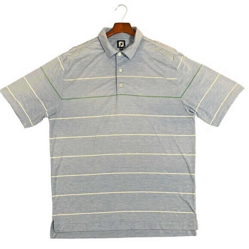 FootJoy FJ Light Blue White Striped‎ Polo Casual Golf Shirt Size XL